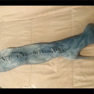 Denim Platform Thigh Boots